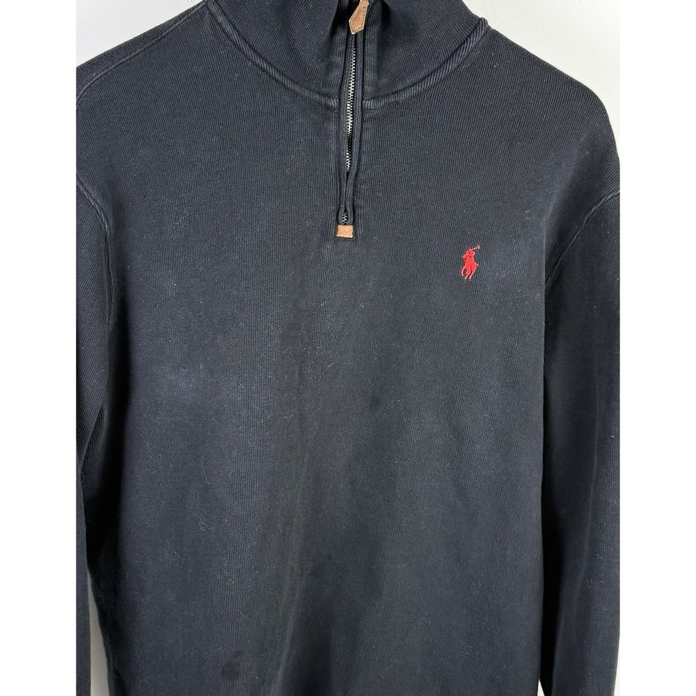 Polo Ralph Lauren Men's 1/4 Quarter Zip Sweater Pima Cotton Sz Large Black